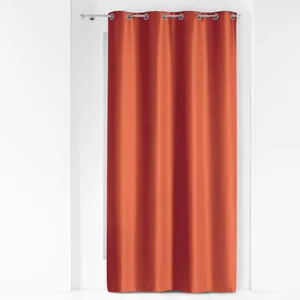 Douceur d'Intérieur RIDEAU A OEILLETS METAL 140 x 280 CM POLYESTER UNI ESSENTIEL TERRACOTTA pas cher