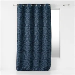 douceur d'intérieur, Rideau A Oeillets 140 X 260 Cm Jacquard Rosalina Navy pas cher