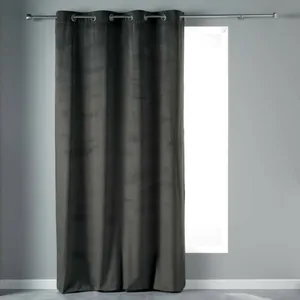 Douceur d'Intérieur Rideau a oeillets 140 x 240 cm velours uni velvetine Anthracite pas cher