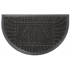 Tapis dentrée - Demi-lune - Feuilles - Noir - 45x75cm pas cher