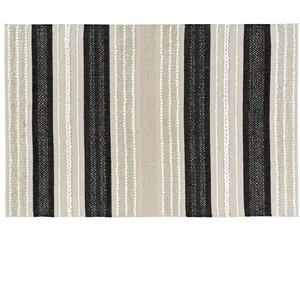 Tapis Déco - DOUCEUR D'INTERIEUR - Mirage - 120x170cm - Naturel & Noir - Rectangulaire pas cher