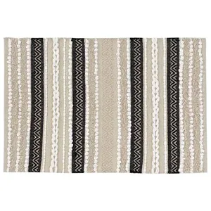DOUCEUR D'INTERIEUR Tapis Déco - PARIS PRIX - Mirage - 60x90cm - Naturel & Noir - Pratique & Tendance pas cher