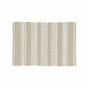 Tapis Déco - PARIS PRIX - Blanca - 120x170 cm - Naturel & Blanc - RectangulaireVendu parcdiscount