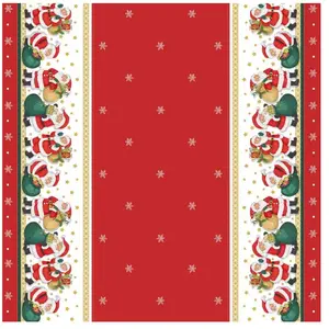 DOULITO Toile cirée au mètre - Largeur 140 cm - Père noel et flocons - Rouge pas cher