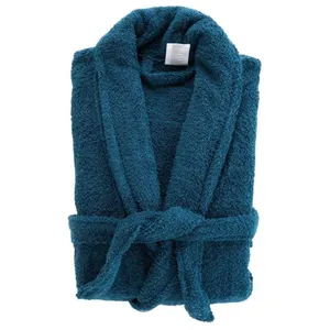 DOUCEUR D'INTERIEUR Peignoir Col Châle En Coton "tendresse" Saphir - Paris Prix Bleu pas cher