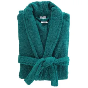 DOUCEUR D'INTERIEUR Peignoir Col Châle En Coton "tendresse" émeraude - Paris Prix Vert pas cher