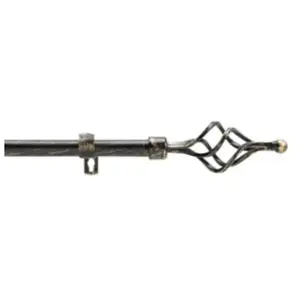 douceur d'intérieur, Tringle Extensible en Kit Complet (120 < 210 cm) Twisty Noir/Or, Patiné pas cher