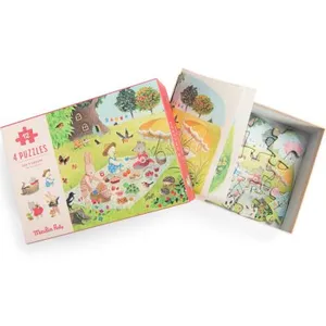 Moulin Roty Lot de 4 mini puzzles des saisons La Grande famille (4 x 12 pièces) pas cher