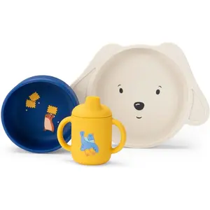 Moulin Roty Set vaisselle silicone Puce et Pilou pas cher