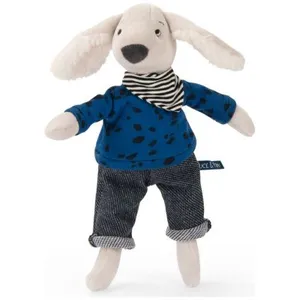 Moulin Roty Peluche chien Pilou bleu Puce et Pilou (30 cm) pas cher