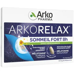 Arkopharma Arkorelax Sommeil Fort 8H Mélatonine Valériane 15 comprimés pas cher