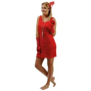Robe Charleston rouge avec bandeau REF/90266 (Déguisement adulte femme...Vendu parcdiscount