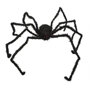 Fausse Araignée géante décoration halloween - noir - 2,50 m pas cher