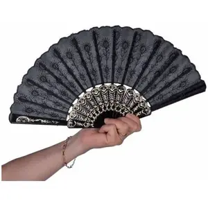 Motomo EVENTAIL TISSU ET PLASTIQUE NOIR 45CM pas cher