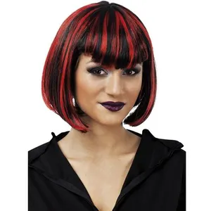 Perruque d'Halloween adulte en Vampiresse noir et rouge (x1) REF/68999 pas cher