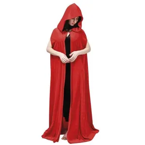 Cape médiévale en velours rouge - PTIT CLOWN - Adulte - 1.50m de longueur - Grande capuche pas cher