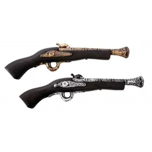 Motomo Pistolet de pirate 42cm plastique or ou argent