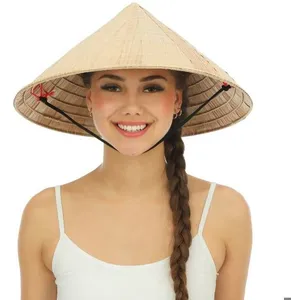 Chapeau Paille Vietnamien - Marque Inconnue - Jaune pas cher
