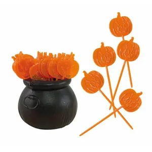 PTITCLOWN CHAUDRON AVEC 36 PIQUES CITROUILLE  Noir - DECORS DE TABLE HALLOWEEN pas cher