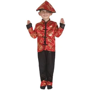 Costume enfant garçon en chinois noir, rouge et doré or 7/9 ans (x1) R...Vendu parfnac-be