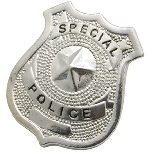 Badge de policier - Marque - Modèle - Métal - 7 cm - Argent pas cher