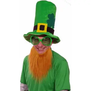 PTITCLOWN Chapeau velours vert avec barbe rousse Saint Patrick taille unique
