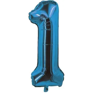 Ballon bleu aluminium chiffre 1 pour fête anniversaire 30cm (x1) REF/70051 pas cher