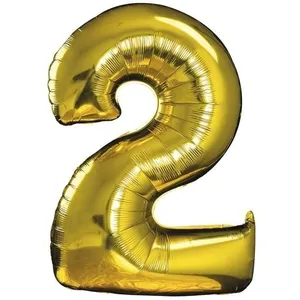 Ballon - PTIT CLOWN - re70002 - Chiffre 2 - Alu mylar - 30cm - Or pas cher