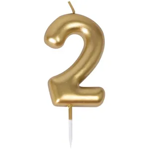 Bougie anniversaire - PTIT CLOWN - Chiffre 2 - Doré - 9 x 5 cm - Décor... pas cher