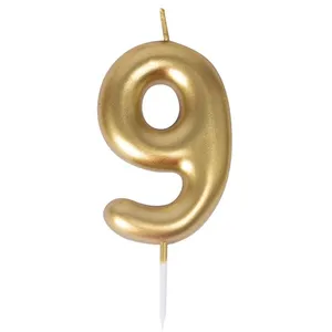 Bougie anniversaire - PTIT CLOWN - Chiffre 9 - Coloris or - 9 x 5 cm pas cher