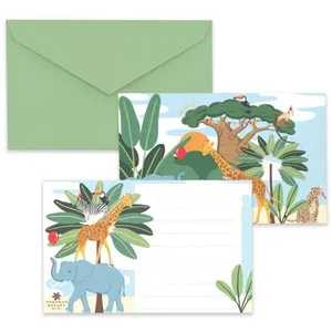 Carton Invitation - Ptit Clown - Lot De 8 - Animaux De La Savane - Mul...