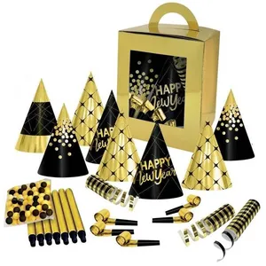 Kit cotillons boîte 10 personnes - or et noir - PTIT CLOWN - 23823 - A... pas cher