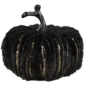 DÉCORATION CITROUILLE VELOURS 18X22CM NOIR DORÉVendu parrakuten