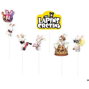P'TIT Clown re23342, Lot de 6 piques à gâteau Lapins Crétins pas cher