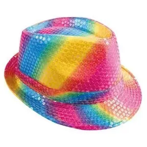 Boland Chapeau tissu sequins adulte - Borsalino - Lollipop - Bleu - Mixte - ExtérieurVendu parcdiscount
