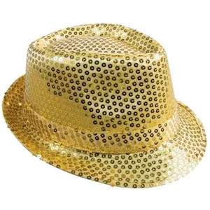 Comparateur de prix : Déguisement - PTIT CLOWN - Chapeau tissu sequins borsalino or - Adulte