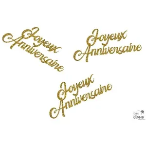 Confettis pailletés - PTIT Clown - Joyeux Anniversaire Or - Lot de 30 ... pas cher