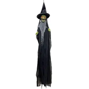 PTITCLOWN SORCIÈRE GÉANTE À SUSPENDRE SON ET LUMIÈRE 360CM- DECORATION DE FETE HALLOWEEN Noir pas cher