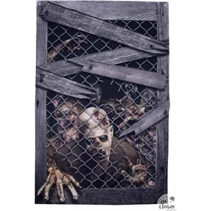 P'TIT Clown Halloween Raamdecoratie Creepy Zombie 120x80cm pas cher