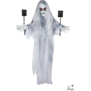 Automate Fantôme Enchaîné à Suspendre - PTIT CLOWN - 22999 - Déco Halloween Animée Sonore Lumineuse - Animatronique - 130 cm pas cher