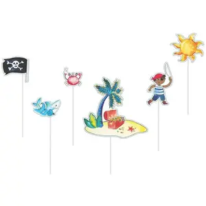 Piques à gâteau - PTIT Clown - re22520 - Lot de 6 - Multicolore - 20 cm - Anniversaire Pirates pas cher