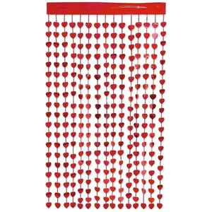 Rideau - PTIT Clown - re22652 - Coeurs Rouges - 1 x 2 mètres - Lamé Métallisé pas cher