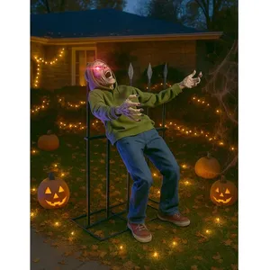 ZOMBIE GÉANT EMPALÉ 140CM  Gris, Argent- DECORATION DE FETE HALLOWEEN pas cher