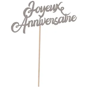 Pique à gâteau - PTIT Clown - re22731 - Argent - 20 cm - Joyeux Anniversaire pas cher