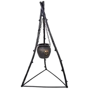Chaudron suspendu Halloween - PTIT CLOWN - Trépied 140 cm - Décoration terrifiante - Ambiance immersive pas cher