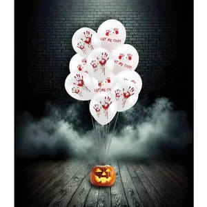 Ballon Ø 23cm - Halloween sanglant - blanc rouge - lot de 10 pas cher