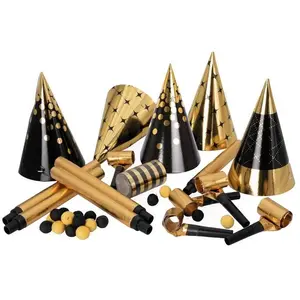 Kit cotillons - PTIT CLOWN - Or et Noir - Sachet 5 personnes - Accessoires festifs - Ambiance festive pas cher