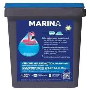 Comparateur de prix : Chlore multifonction galets pour piscine jusquà 15 m³ 432 kg - Marina