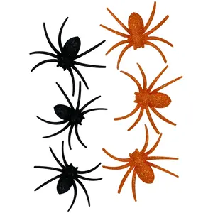 Rubie's 156645 Black 6 Orange Glitter Spiders, Taille Unique pas cher