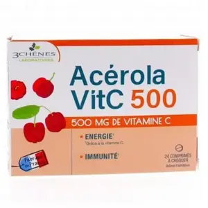 Les 3 Chênes Tonus & Immunité Acérola 500 24 comprimés à croquerVendu paratida-sante-discount-fr